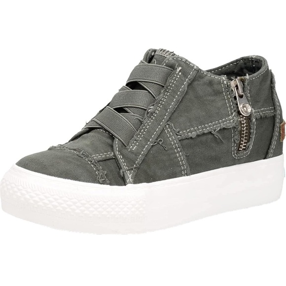 Blowfish Malibu Mamba Hidden Wedge Heel Sneakers Sage Green Gray zip closure - Picture 6 of 10